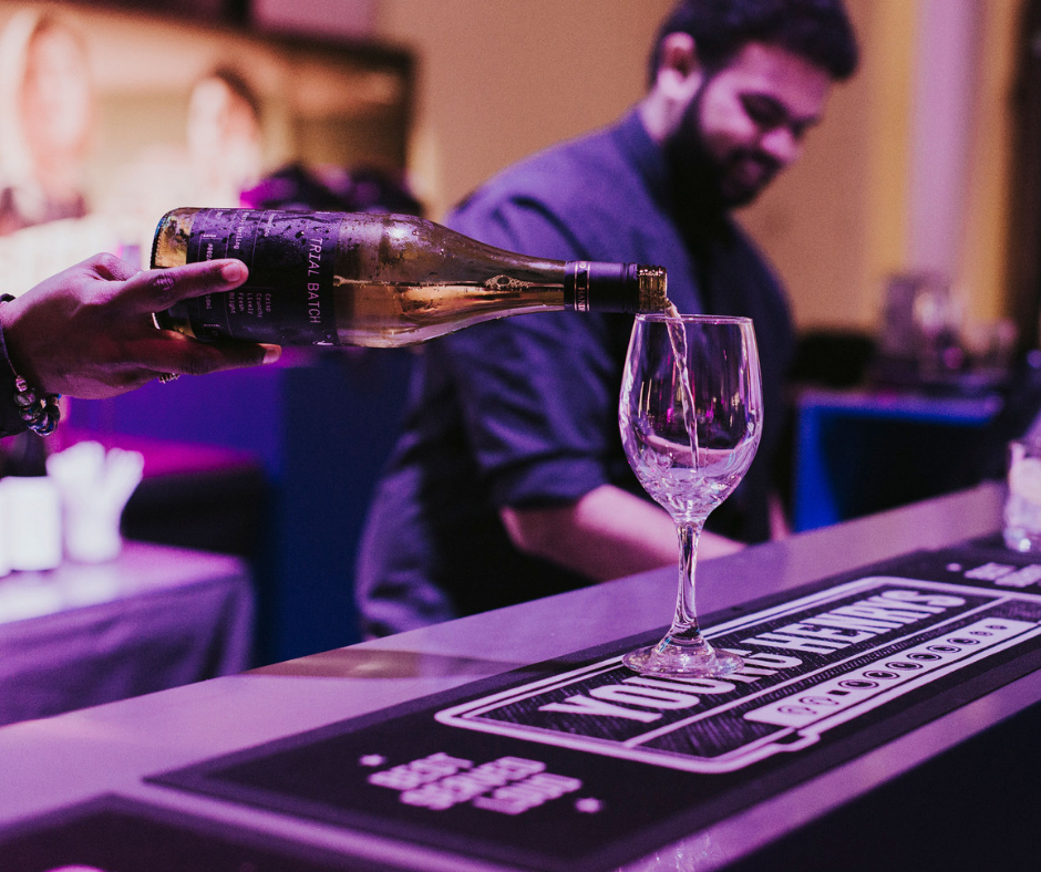 Wine pouring in glass